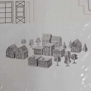 Ikea‎ Mala 10 Pc Cardboard Town Template Set House Train Station Ice Cream Shop